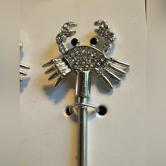Crab drink stirrers. Set of 4 zinc alloy and stainless steel. - Picture 4 of 4